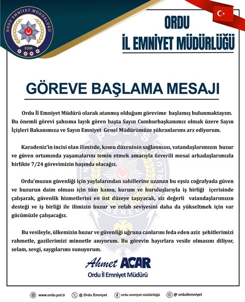  Göreve Başlama Mesajı